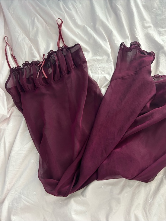 Victoria's Secret Other - Vintage Victoria Secret Sheer Delicate Iridescent Burgundy Slip Dress